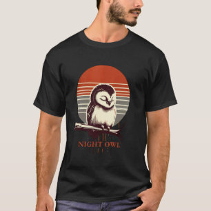 Camiseta Búho en una rama con luna llena - Ilustración Retr
