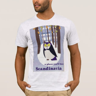Camiseta Búho escandinavo en el bosque Póster vintage