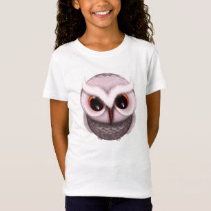 Camiseta Búho Gruñón Pequeño y Lindo en Rosa Claro