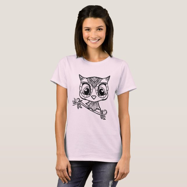 Camiseta Búho ilustrado lindo (Anverso completo)