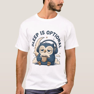 Camiseta Búho Lindo Amante del Café que Duerme Opcional
