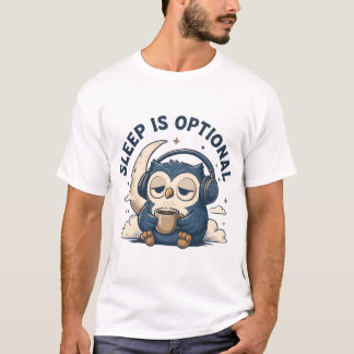 Camiseta Búho Lindo Amante del Café que Duerme Opcional