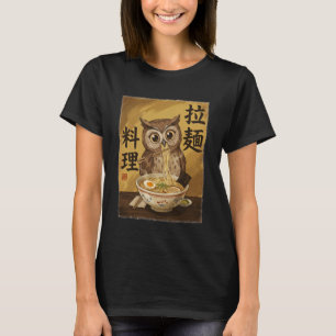 Camiseta Búho Lindo Comiendo Fideos Ramen Divertido Japón K
