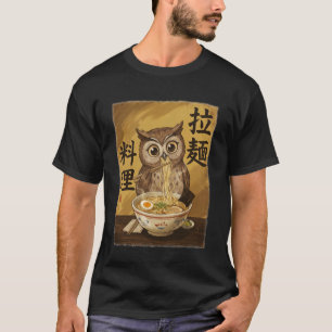Camiseta Búho Lindo Comiendo Fideos Ramen Divertido Japón K