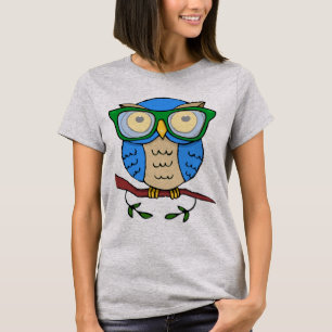 Camiseta Búho Lindo con Gafas Verdes