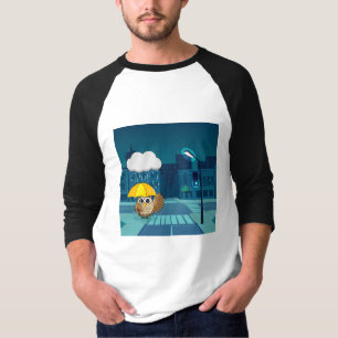 Camiseta Búho lindo con paraguas en el día de lluvias