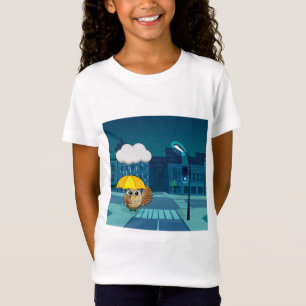 Camiseta Búho lindo con paraguas en el día de lluvias