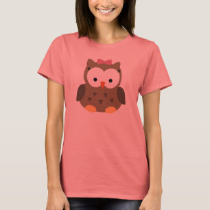 Camiseta Búho lindo de la niña con el arco rosado
