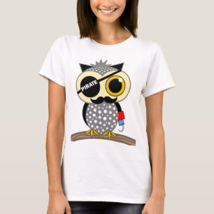 Camiseta búho lindo del pirata