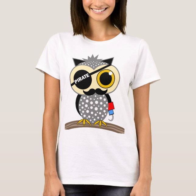 Camiseta búho lindo del pirata (Anverso)