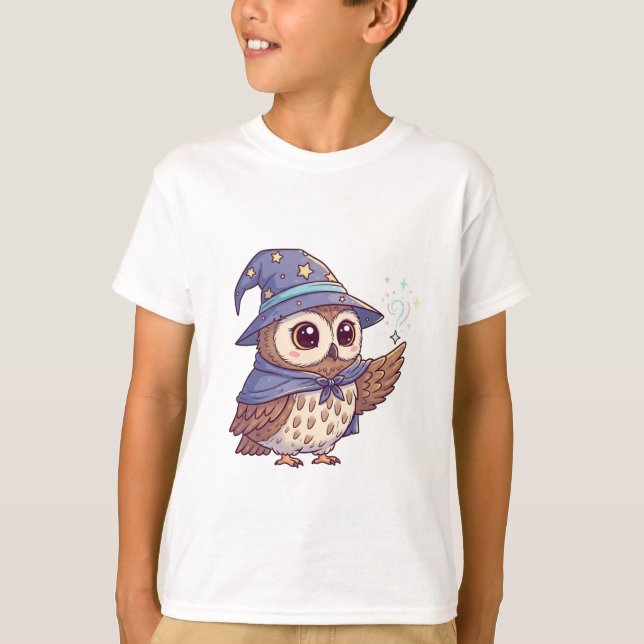 Camiseta Búho Mago Lanzando un Hechizo (Anverso)