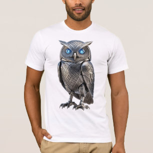 Camiseta Búho Mecánico Celta Plateado Steampunk