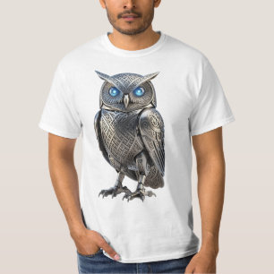 Camiseta Búho Mecánico Celta Plateado Steampunk