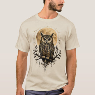 Camiseta Búho Místico Bajo la Luna Llena – Wi Tribal Amazig