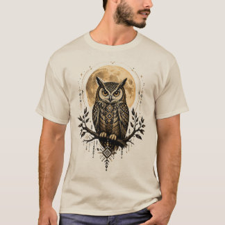 Camiseta Búho Místico Bajo la Luna Llena – Wi Tribal Amazig