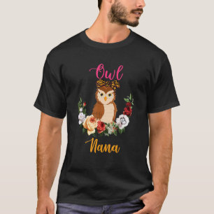 Camiseta Búho Nana Floral Búho Corbata de Lazo Amante Día d