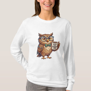 Camiseta Búho Neurodivergente Meme Divertido Café Primero 