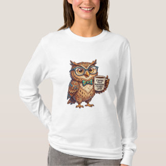 Camiseta Búho Neurodivergente Meme Divertido Café Primero