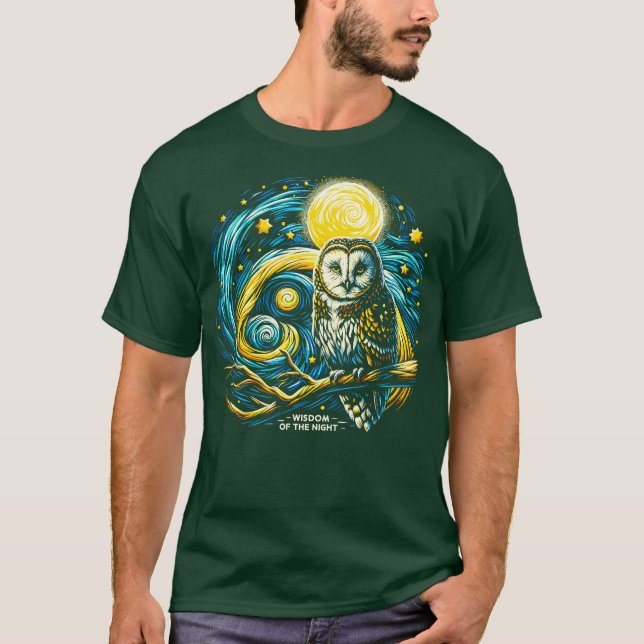 Camiseta búho nocturno estrellado 1 (Anverso)