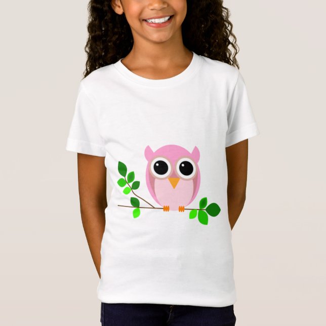 Camiseta búho, pájaro, rama (Anverso)