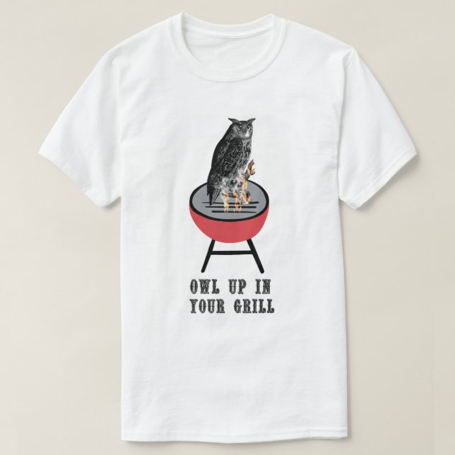 CAMISETA BÚHO PARA ARRIBA EN SU PARRILLA (Diseño del anverso)