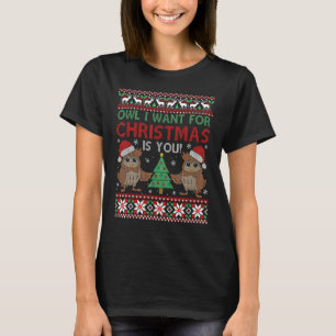 Camiseta ¡Búho, Quiero Navidades, Eres Tú! Owl Heart Ugly S