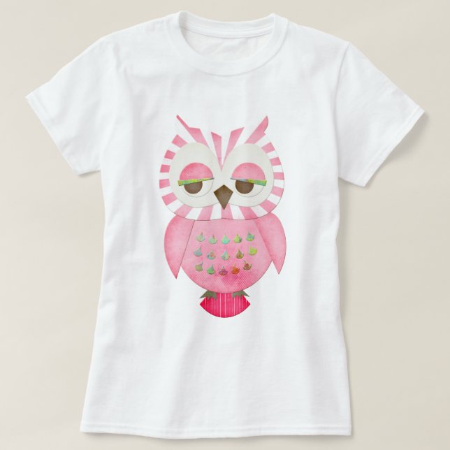 Camiseta Búho rayado rosado (Diseño del anverso)