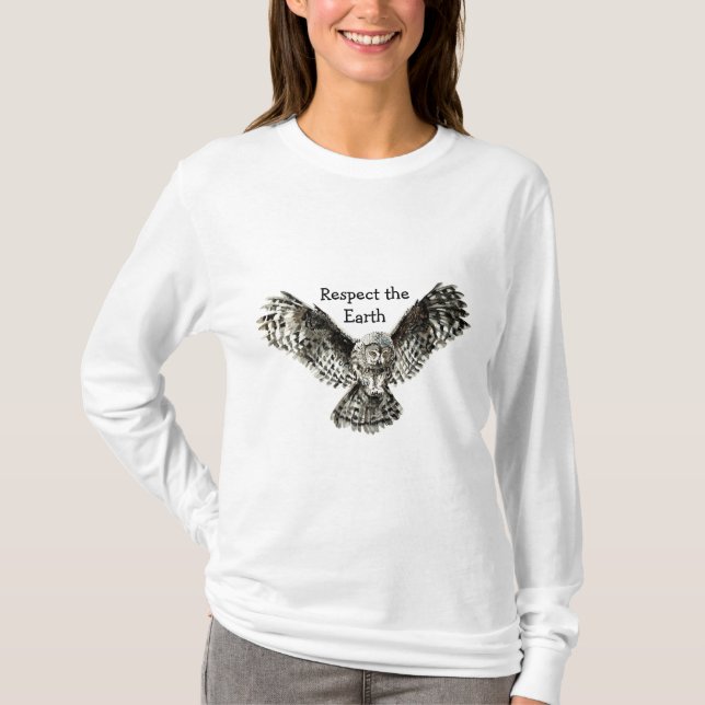 Camiseta Búho, Respeta la Cita de Nativos Americanos de la  (Anverso)