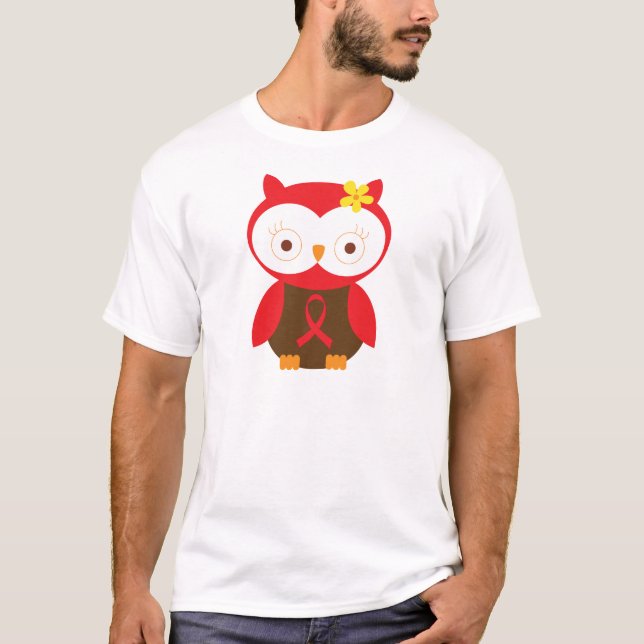 Camiseta Búho rojo de la cinta de la conciencia de la cinta (Anverso)