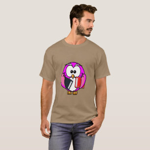 Camiseta Búho rosa y blanco sosteniendo algunos libros esco