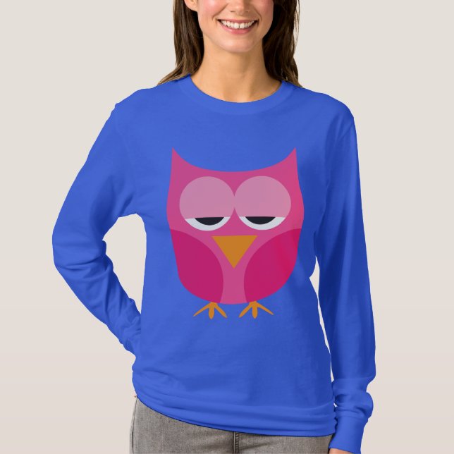 Camiseta Búho rosado soñoliento lindo (Anverso)