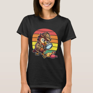Camiseta Búho Sabio Detective Investiga Misterio de Pollo R