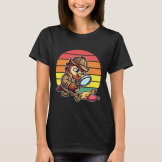 Camiseta Búho Sabio Detective Investiga Misterio de Pollo R