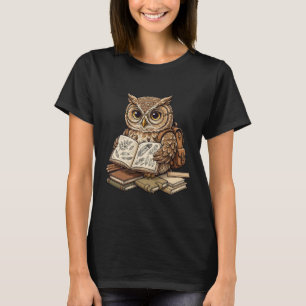 Camiseta Búho Sabio Estudiante Leyendo Libro de Naturaleza