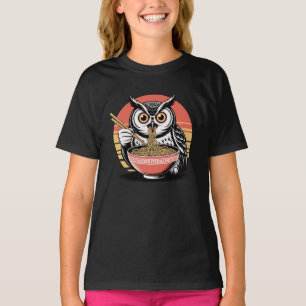 Camiseta Búho Slurping Ramen Estilo Ukiyo-e Vintage japonés