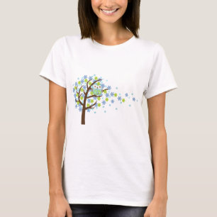 Camiseta Búho ventoso azul del árbol