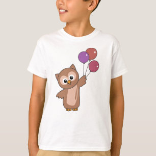 Camiseta Búho vuela Con Globos Animales Dulces Para Niños