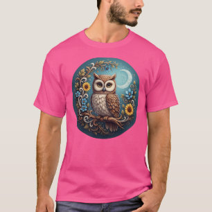 Camiseta Búho y Luna Encantadores – Arte de Bosque en Pared