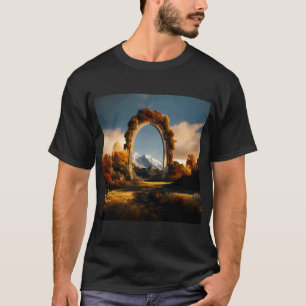 Camiseta Búho y Tulipán Surrealismo Rosa, Púrpura y Verde