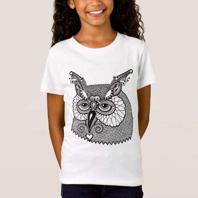 Camiseta Búho Zendoodle principal (Anverso)