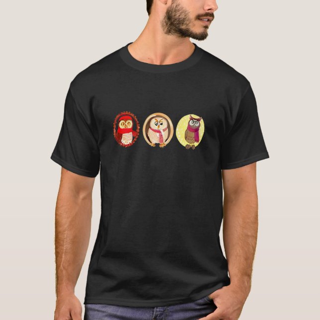 Camiseta Búhos Adorables Con Bufandas Búho (Anverso)