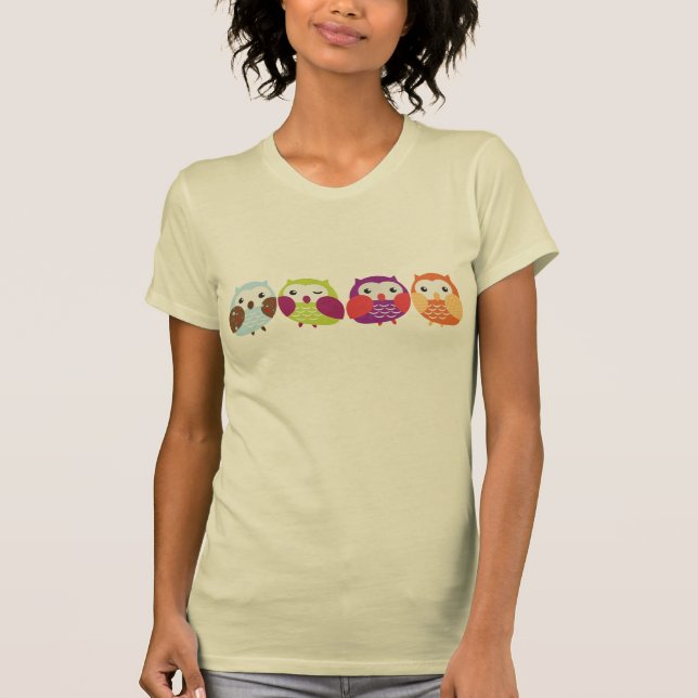 Camiseta Búhos coloridos (Anverso)