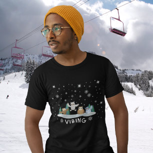 Camiseta Búhos de invierno patinando sobre hielo en inviern