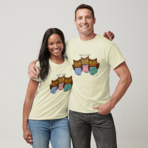 Camiseta Búhos En Toallas Arte De Dibujos Animados Lindo