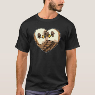 Camiseta Búhos Lindos Pareja Forma de Corazón Amor Animales