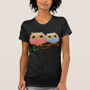 Camiseta Búhos rosados y azules