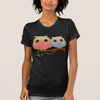Camiseta Búhos rosados y azules