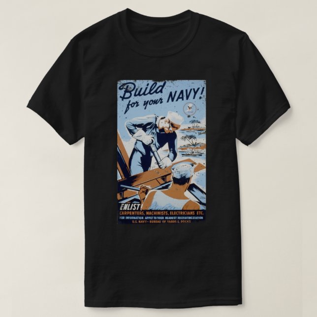 Camiseta Build for Your Navy! WWII Vintage    (Diseño del anverso)