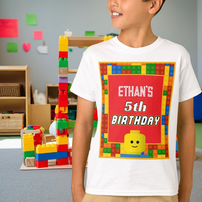 Camiseta Building Blocks Birthday Kids Fun Colorful (Subido por el creador)