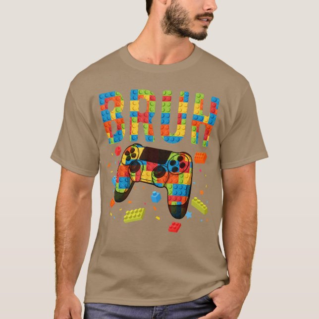 Camiseta Building Blocks Bruh Gamer Brick Builder Boy frien (Anverso)